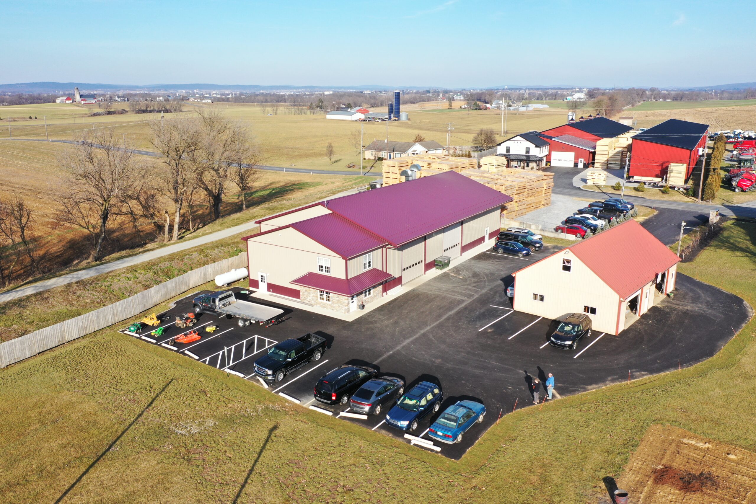 Drone view of Lititz Collision repair facility at 140 Rothsville Station Rd