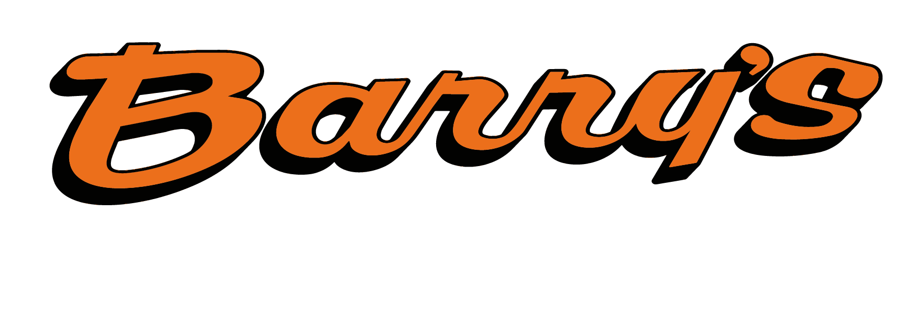 Barry's Paint Shop logo with white letters on an orange background, Lititz Collision repair facility.